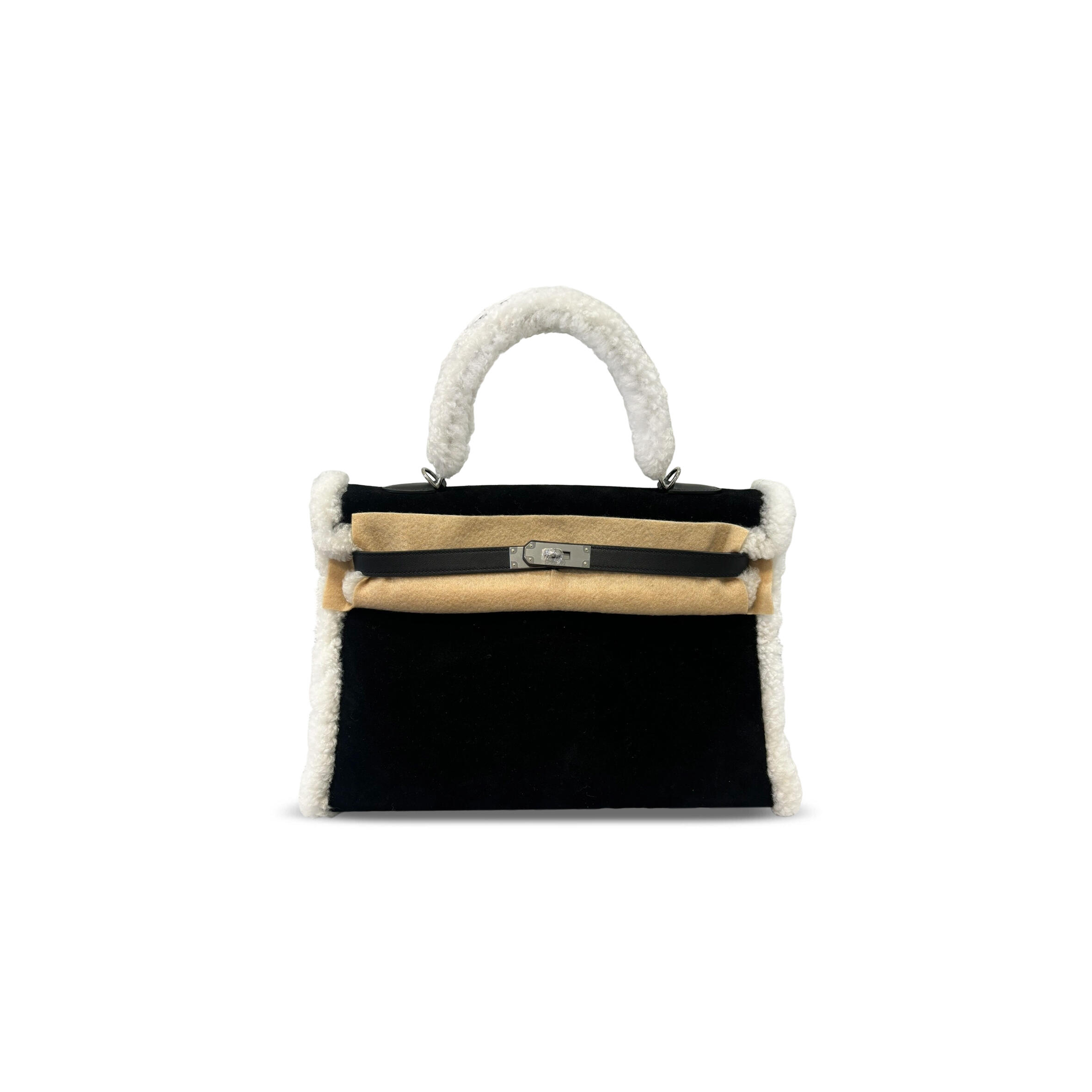HERMES KELLY 35 TEDDY SHEARLING PALLADIUM HARDWARE (35*24*12cm)